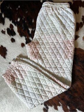 Quilted Pink & White Womens Jogger Pants